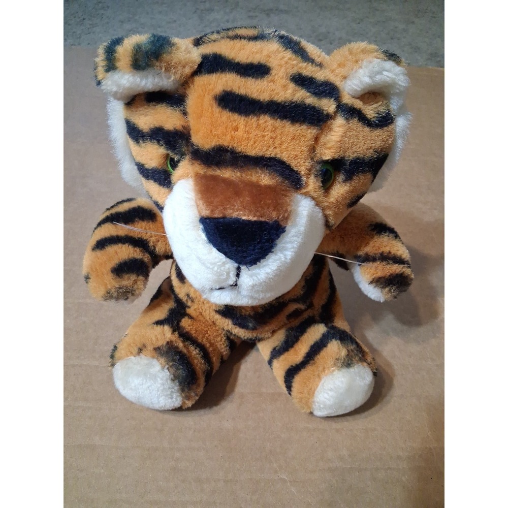 Vintage Swibco Tiger Cub Plush Chubby Sitting Down Stuffed Animal 8"  1986